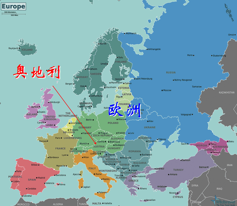 奥地利资源分布图,奥地利地图高清中文版